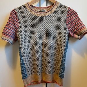 Patterned Short Sleeve Sweater - Anthropologie